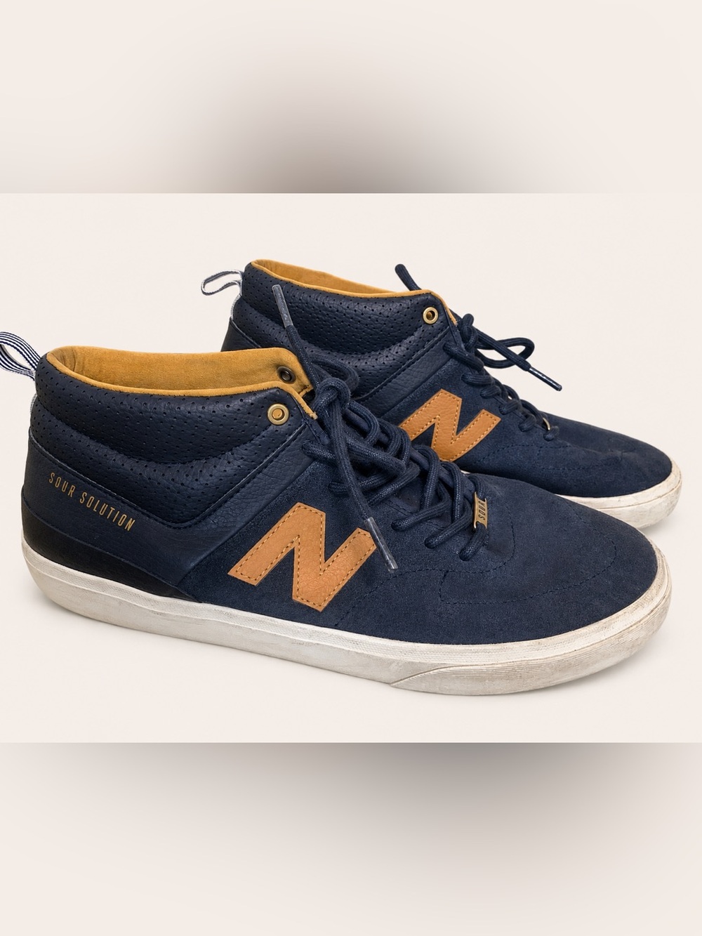 New Balance Numeric NM379 x Sour Solution Navy Tan Mid Skate Shoes Men’s 11.5